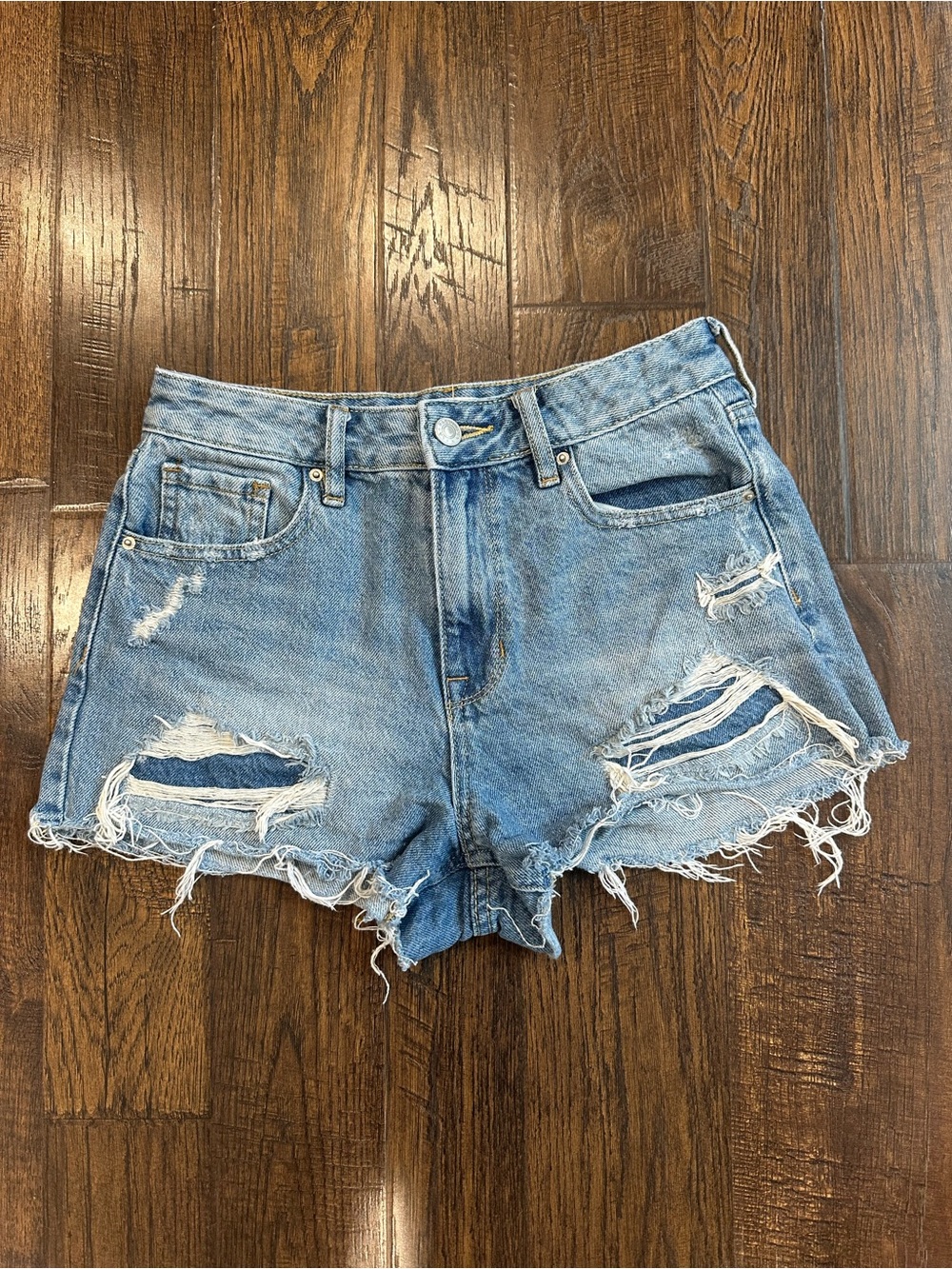 PacSun Light Blue Distressed Denim Cutoff Shorts